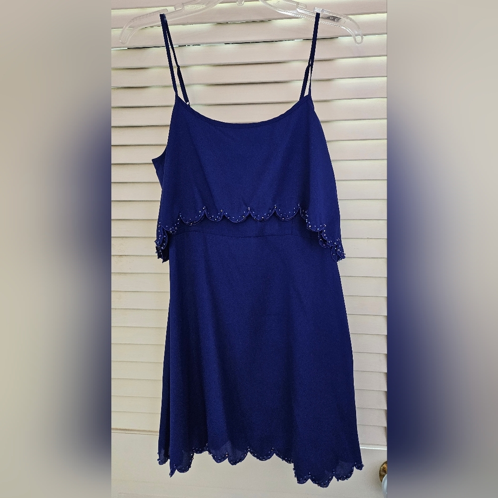 I LOVE H-81, navy shirt dress,    NWT, Medium